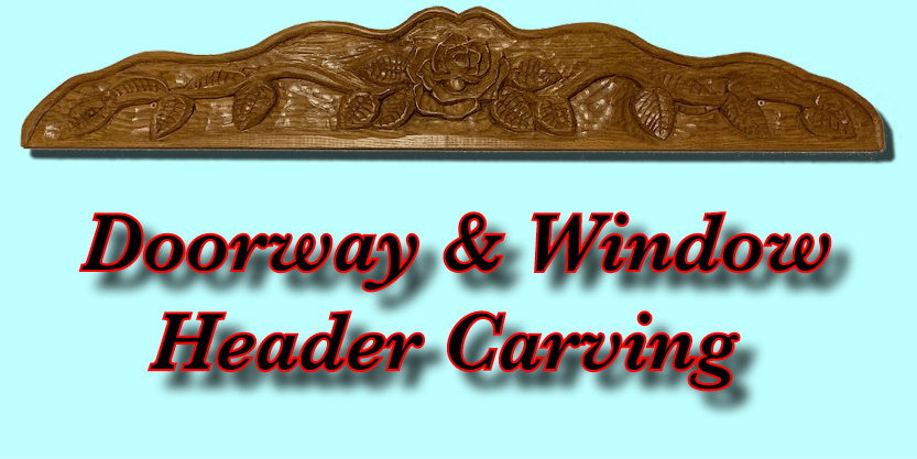 Doorway and window header carving, spirit wall carvings, kitchen cabinet door.